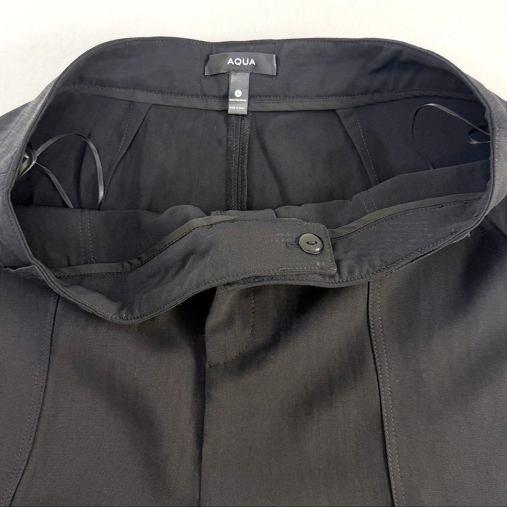 AQUA The New 9-5 Black Wide Leg Pants High Rise Trouser Large Bloomingdale's NWT - Picture 11 of 13